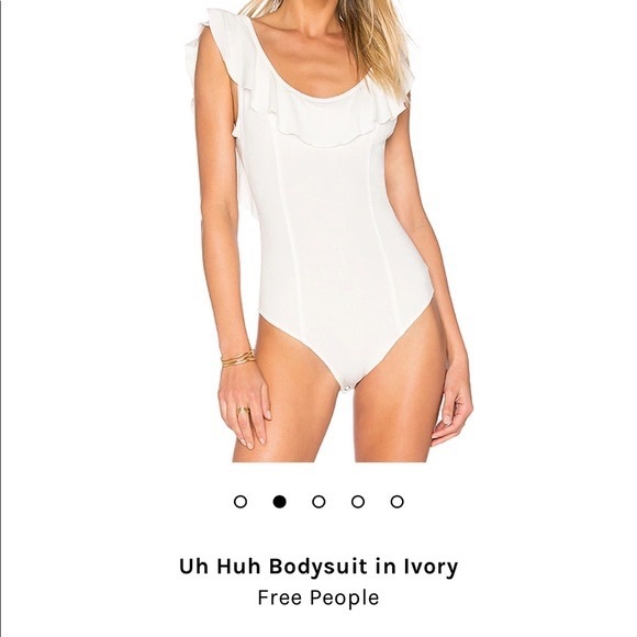 Free people Intimately Uh Huh Ruffle Ivory Bodysuit- Medium// NWT - Picture 6 of 6